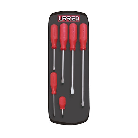 Urrea Screwdriver Set, 6Pc R Slot 9600BR